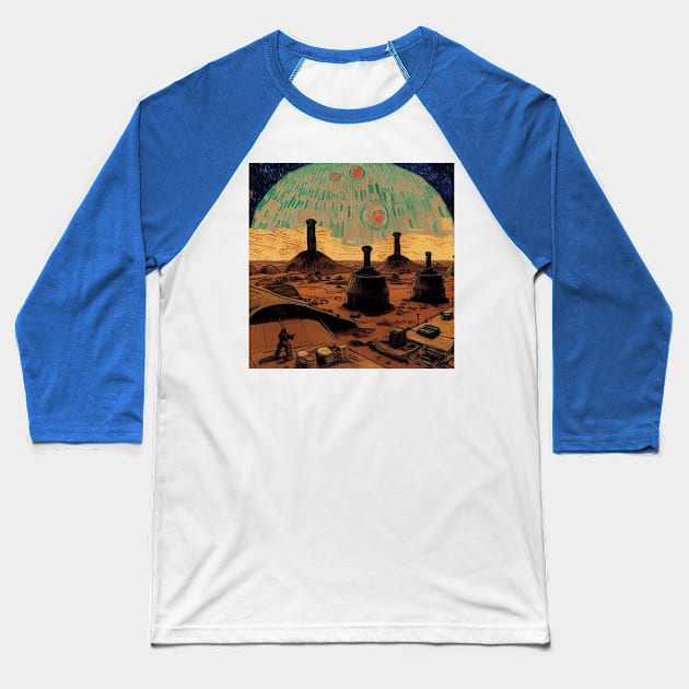 Starry Night in Mos Eisley Tatooine Baseball T-Shirt by Grassroots Green